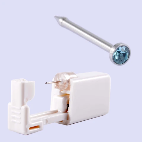 Safe Sterile Piercing Unit For Nose Studs Piercing Gun Piercer Tool with Replacement Nose Stud Body Piercing Jewelry