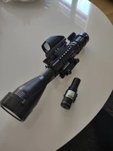 Fire Wolf-Mira iluminada telémetro para caza, rifle de retícula holográfica, visor de 4 retículas, láser rojo de 20 mm, ideal cacería, 4-12x50