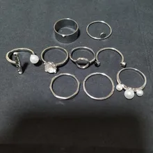 Anillos metálicos de dedo con piedras coloridas para mujer y niña, HZ, 2019, Vintage, color plata, para verano