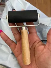 Rodillo de goma con mango de madera, herramienta de estampado de tinta artística, accesorios hechos a mano, práctico, 6cm
