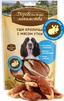Деревенские лакомства Уши кроличьи с мясом утки 90 гр