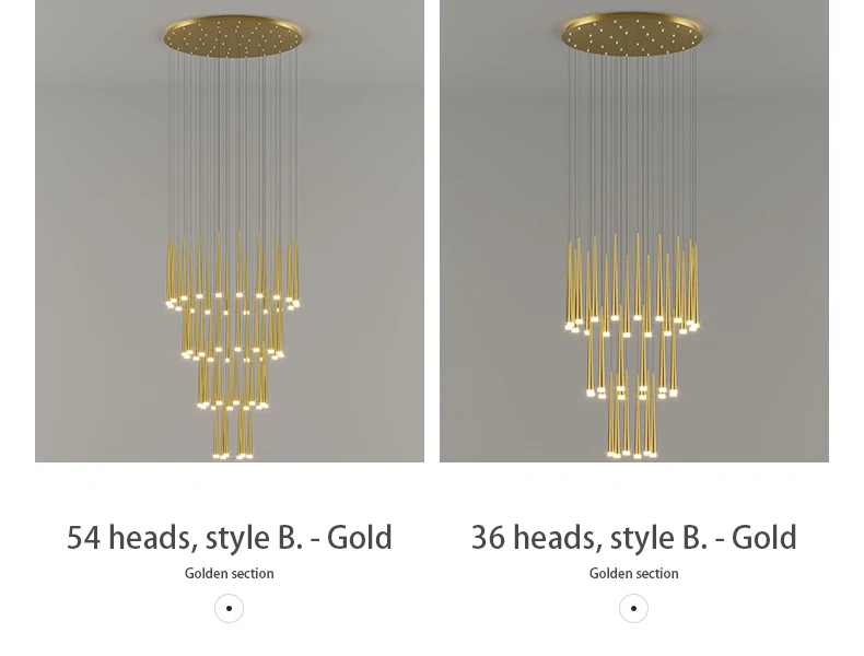 Nordic Led Chandelier For Living Room Hall Foyer Golden Modern Long Downlight Duplex High-rise Stairs Ring Rotating Pendant Lamp lowes chandeliers