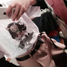 Camiseta de Anime japonés Demon Slayer Kimetsu No Yaiba, camiseta Harajuku de Hip Hop, camisetas holgadas de manga corta para mujer