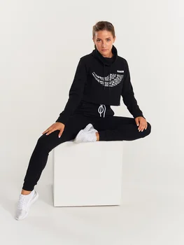 

Укороченная hoodies with three-dimensional print (L, black)