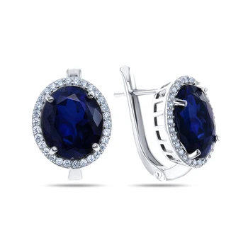 

Silver earrings with sapphire and corundum