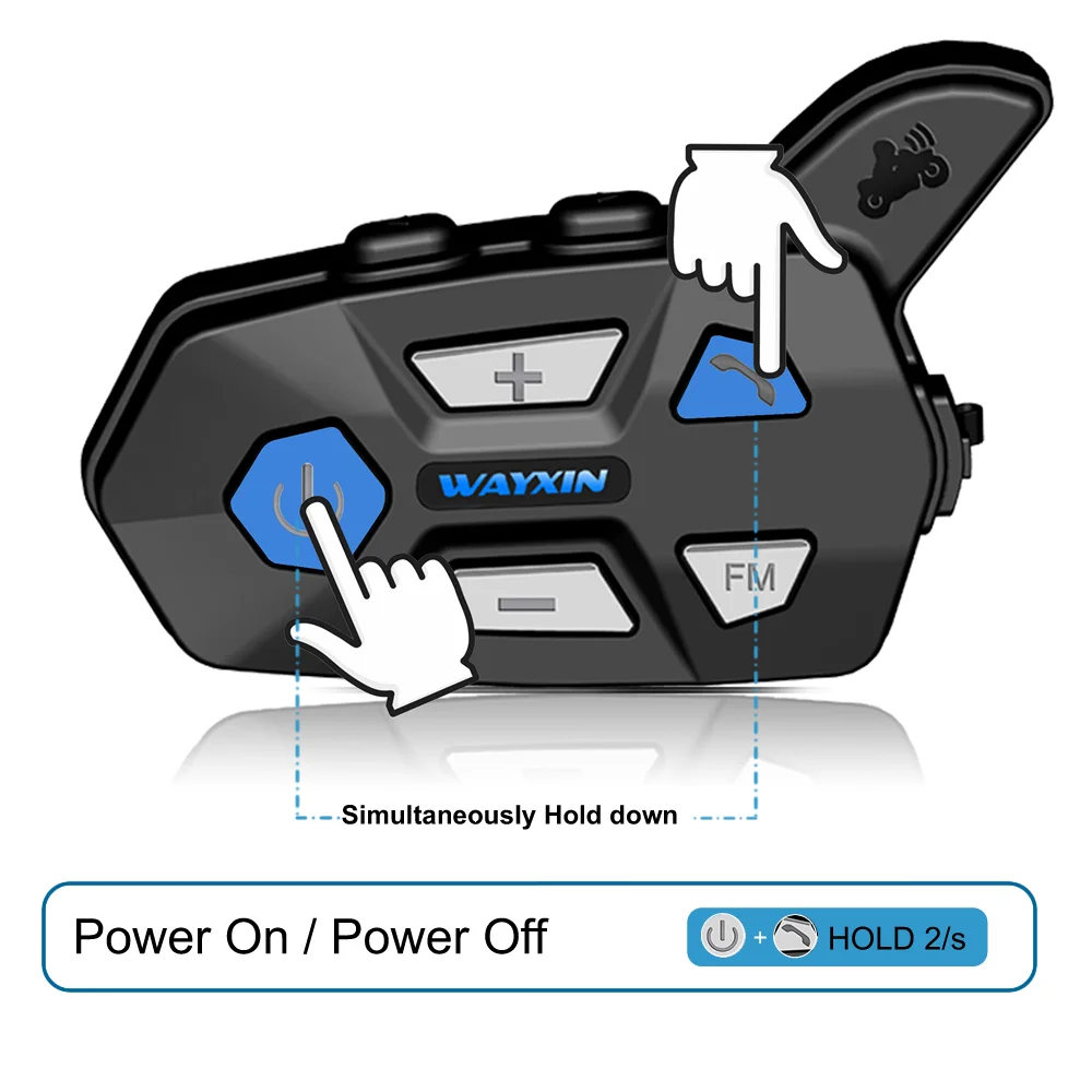 Гарнитура для шлема WAYXIN Bluetooth 2 входа домофон мотоцикла 1 шт. R5 мотоцикл FM