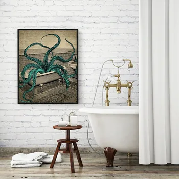 

Canvas Painting Nordic Style Prints Octopus Bathroom Home Decor Wall Art Modular Pictures Watercolor Creative Living Room Poster