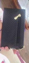 Bolso de mano de PU para mujer, cartera larga informal, monedero de grano Litchi, bolsa con cierre para muñeca, bolsillo para teléfono, tarjetero de crédito