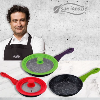 

Pans (20, 24,28 cm) into wrought aluminum SAN ignacio with universal tops in 2 colors collection Jolie
