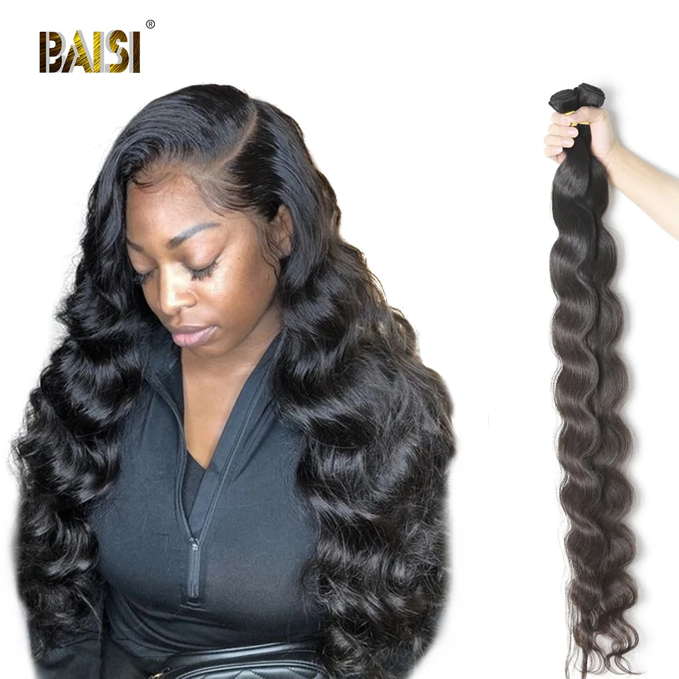 Baisi волосы перуанские девственные волосы волнистые длинные пучки волос 28-42 дюймов человеческие волосы