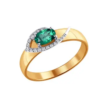 

Sokolov ring in combined gold with diamonds and Emerald, fashion jewelry, 585, women's male