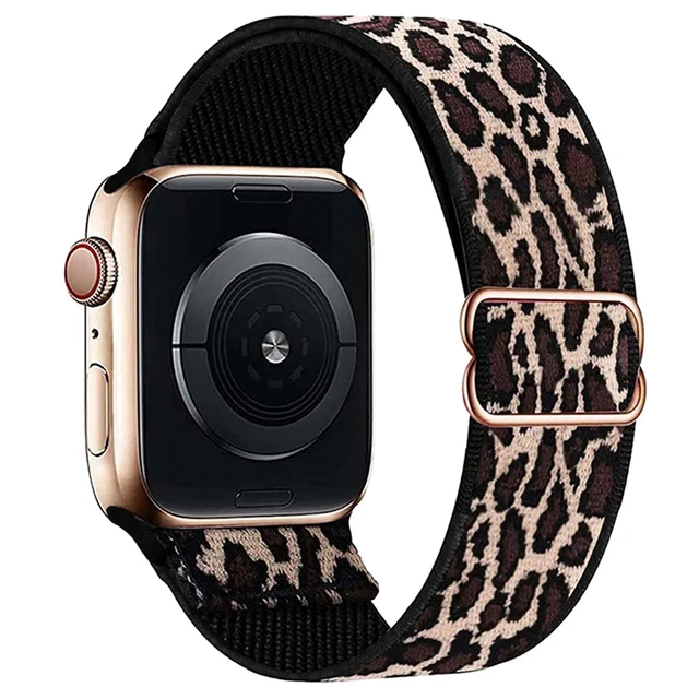 Scrunchie Strap For Apple watch band 44mm 40mm 38mm 42mm 41mm 44mm Nylon bracelet correa iWatch Serie 4 5 3 2 1 SE 6 7 45mm 41mm 6Leopard