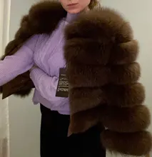 Maomaokong-Chaleco de piel de zorro Real Natural para mujer, 50CM, chaleco de piel de invierno, chaqueta, prendas de vestir a la moda silm, Chaleco de piel de zorro Real