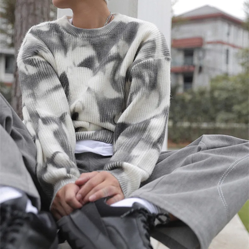 

Tie Dye Women's Sweater Korean Clothes Luxury Y2k Harajuku Knitted Crewneck Hip Hop Tideshec Men's Fashion Clothing Sweaters