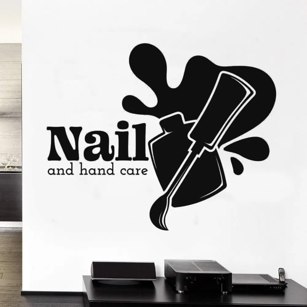

Nail And Hand Care Silhouette Wall Sticker Silhouette Decal For Nail Salon Mural Decoration A001645