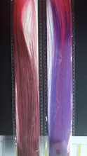 AliLeader-extensiones de cabello de una pieza con Clip, 57 colores, pelo sintético, degradado, rosa, rojo y azul, con Clip