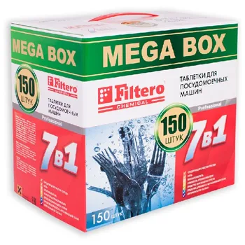

Tablets for dishwashers filtero 7 in 1 150 pieces art. 704. Mega Box