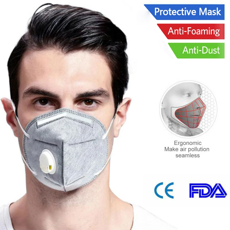 

10Pcs KN95 Mask 95% Filtration Anti Dust N95 Mask with Valved Dustproof Protective Mask Face Mouth Cover PK KF94 FFP2 fpp3