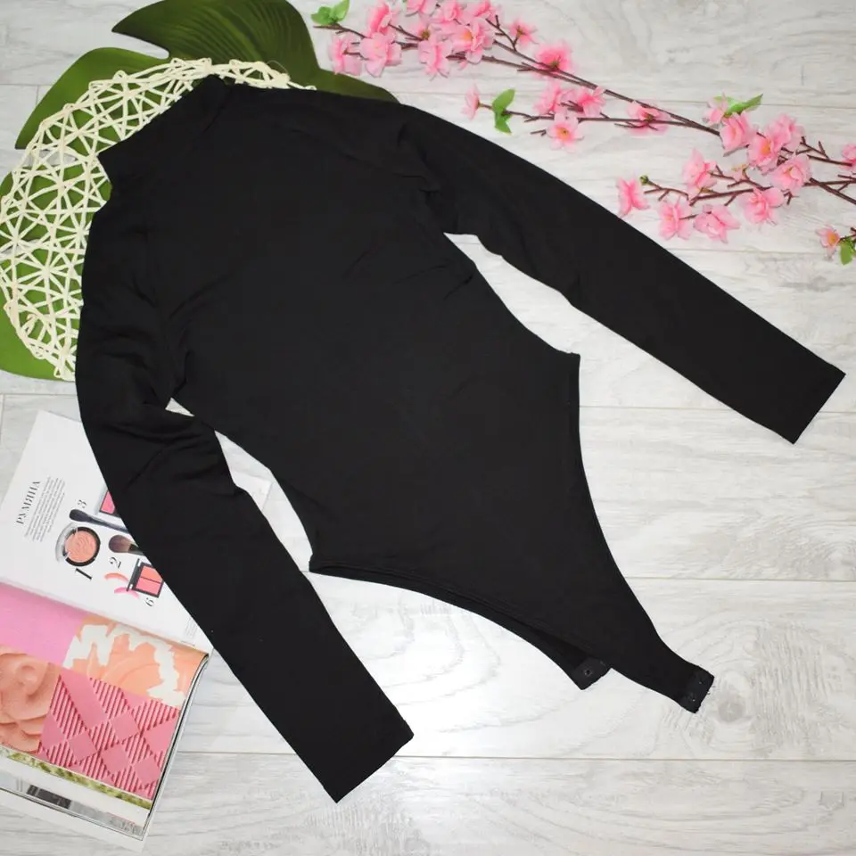 Evenworse Sexy Zipper Bodycon Jumpsuit 2020 Spring Fashion Long Sleeve Round Collar Slim Black Bodysuit Nightclub Club Christmas reviews №5 57200