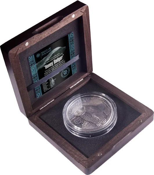 Медовый Барсук Mellivora Capensis Brave animals 2 Oz Серебряная монета 2$ Niue