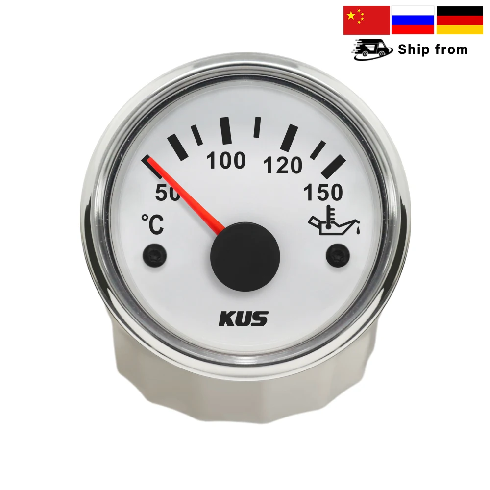 KUS 52mm 오일 온도 게이지 미터 50-150 ℃ 방수 표시등, 자동차, 보트, 선박용, 빨간색과 노란색으로 제공 가능