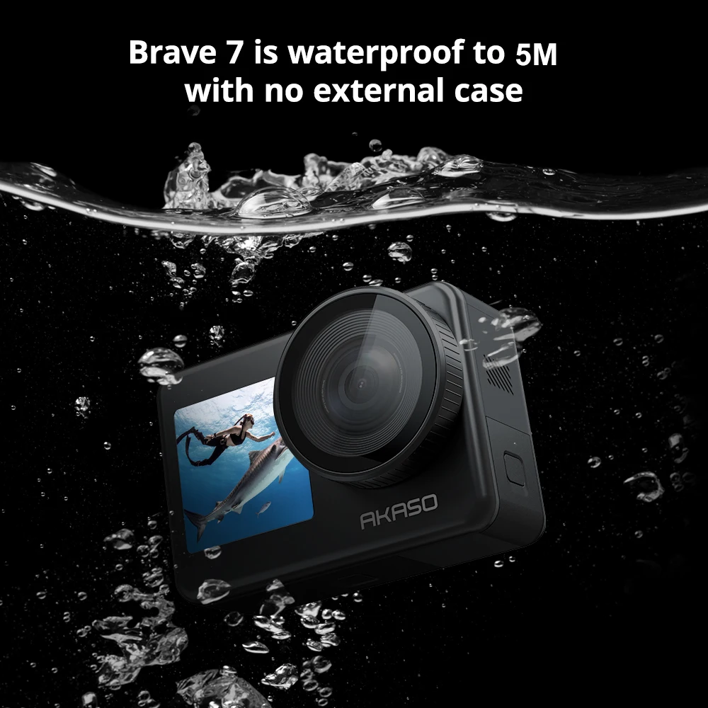 AKASO Brave 7 4K30FPS 20MP WiFi Action Camera Touch Screen Sport Camera EIS 2.0 Zoom Voice Control Waterproof Camera Suport Mic