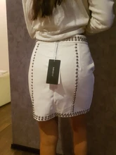 Mini Skirt TWOTWINSTYLE Spring High-Waist Fashion Women PU for Heavy-Rivets Single-Breasted