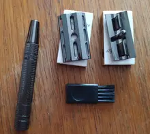 Maquinilla de afeitar de doble filo, maquinilla de afeitar de doble filo con 10 cuchillas de afeitar, Premium Wet, clásica, de Metal, se adapta a todas las cuchillas de afeitar estándar