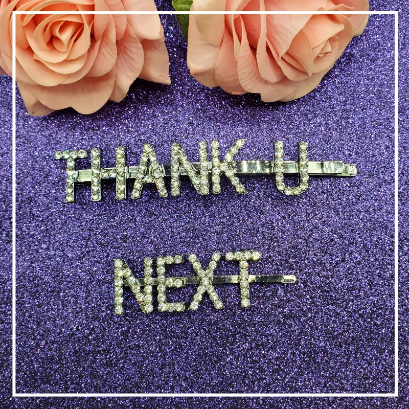 

Hottest New Arrival Hair Pins Set Word Hairclips "THANK U NEXT" 2pcs/set Saying Words Bobby Pin Unique Hair Accessories