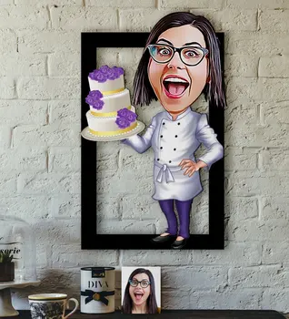

Personalized Women 'S Chef Caricature OF 3D Wood Tablo-2 Reliable Quality Cost Effective Gift Decoration Modern Coolest funniest