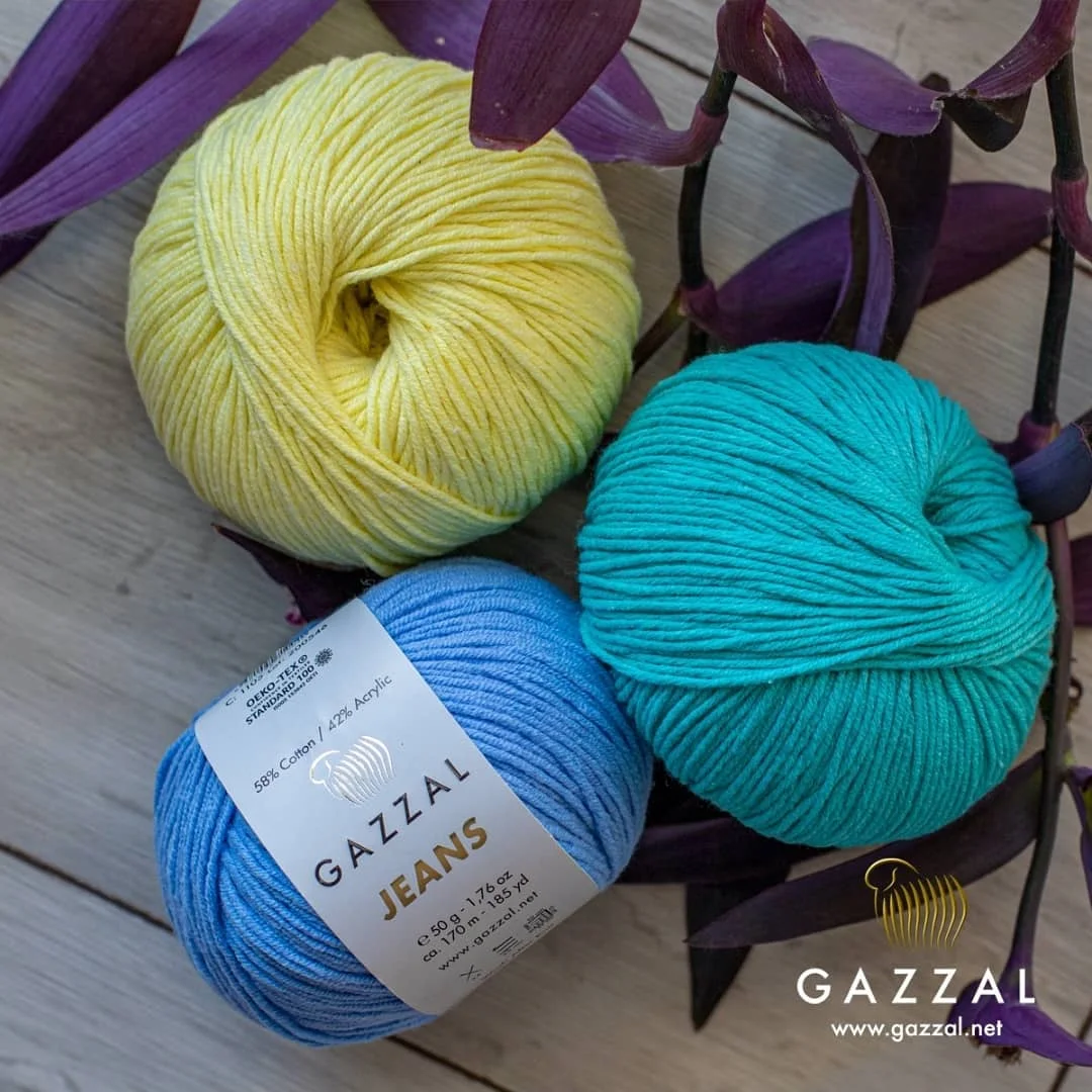 Cotton Jeans Knitted Yarn 39 Color Options 170 Meters(50gr) Hand Knitting Yarn Ball - Gazzal Cotton Jeans 25 - Christmas - Noel - Children Sweater - Navidad - Sheep - Toys - Acrylic - Multicolor - Hobby - Home - DIY