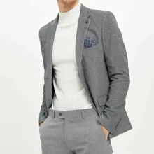 DeFacto Модный деловой мужской блейзер высокого качества осенний Повседневный тонкий костюм мужской пиджак с карманами мужской пиджак новинка-L6867AZ19AU