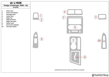 

Interior trim for Dodge Challenger 2008-UP. Set L1928.