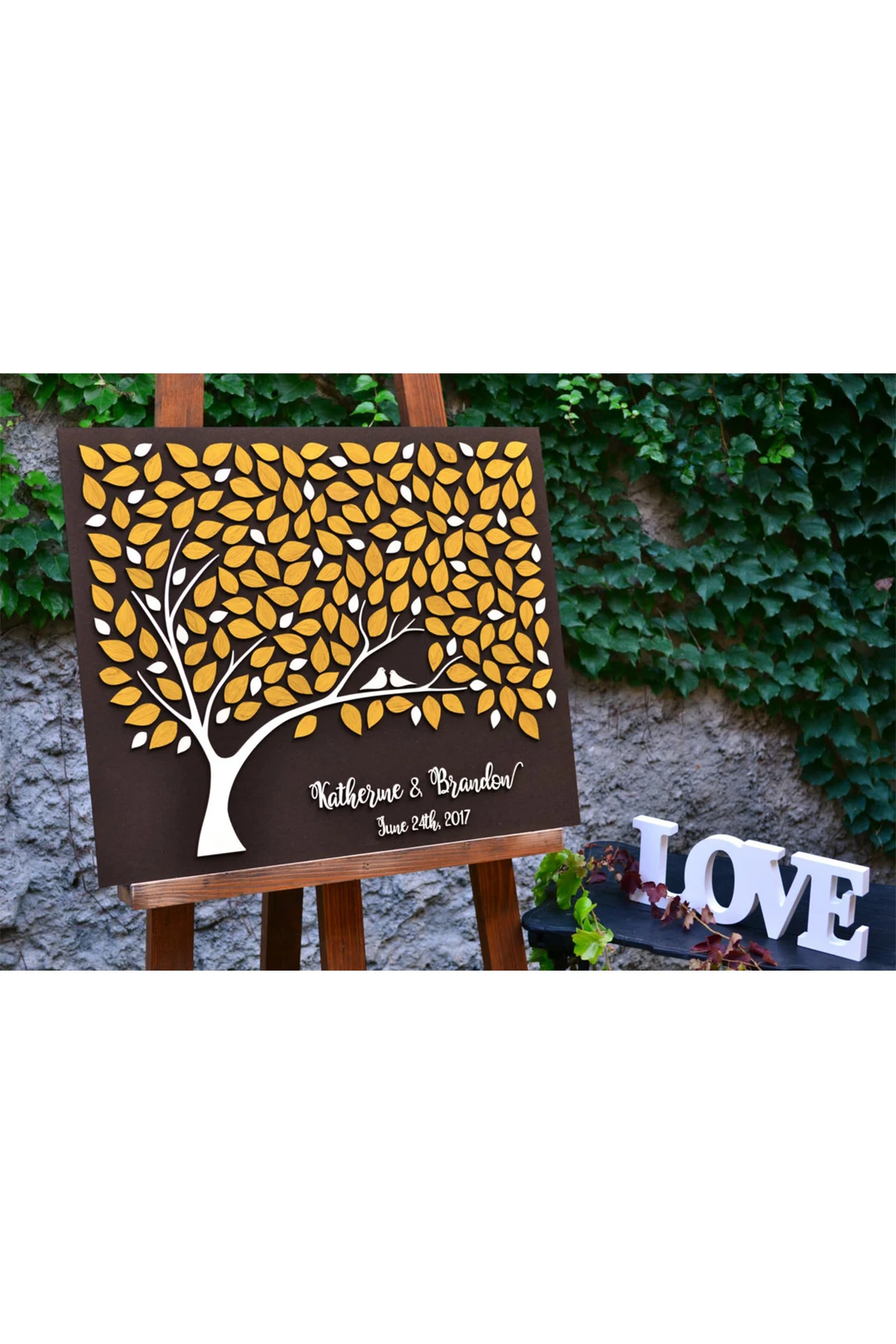 Wedding Guest Visitor Signature Book Wooden Personalized Alternatives to Names Date Mr and Mrs Mariage 3D Love Valentine's Rusti | Дом и