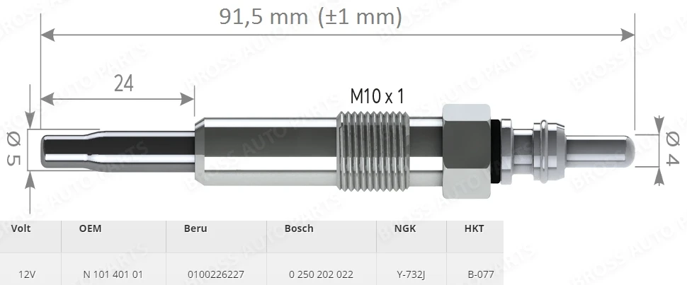 BGP26 цельнокроеное платье нагреватель свечи зажигания GX93, N10140101, GN855