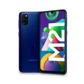 Перейти на Алиэкспресс и купить Samsung Galaxy M21 - 6,4 дюйма-4 + 64 ГБ-Тройная камера 48 МП-аккумулятор емкостью 6000 мАч (быстрая зарядка 15 Вт)