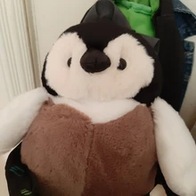 Lindo pingüino de peluche mochila para las niñas caqui pingüino de peluche bolso de hombro mejor regalo de cumpleaños para las niñas suave bolsa pequeña