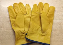 Guantes de cuero de vaca para conductores, protección de seguridad, para soldar, caza, 1008