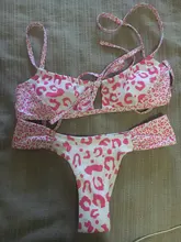Miyouj nuevo de retazos de Bikinis Sexy Bikini Alta Corte traje de baño mujeres traje de baño estampado Rosa Biquini