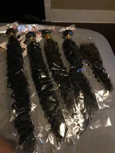 8-28 30 40 pulgadas paquetes de ondas profundas con cierre de pelo brasileño rizado 100% humano onda de agua 3 4 paquetes de tejido y cierre de encaje