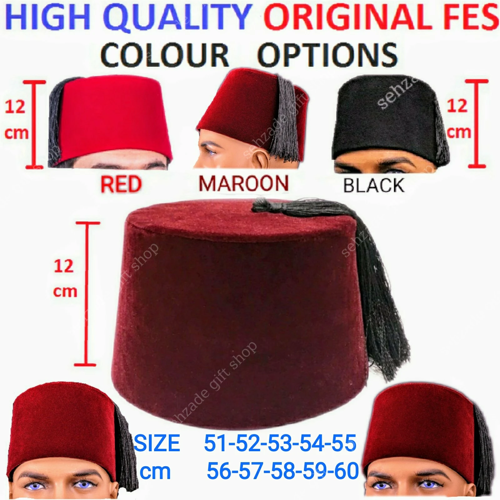 Authentic Folkloric Turkish Fes Fez 