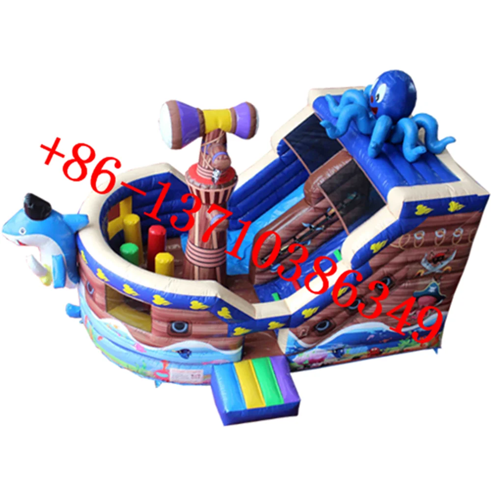 

Commercial children's playground inflatable pirate ship inflatable slide trampoline castle combination