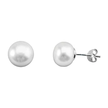 

Sterling silver earrings 925m pearl button 10mm. Close pressure [9411]