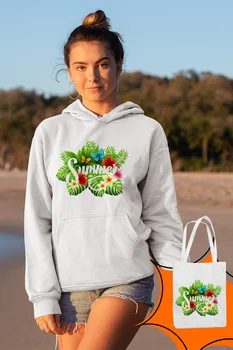 

Angemiel Wear Summers White Women 'S Hooded Sweatshirt Bags Kombin
