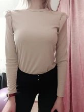 Shirts Simplee Women's Top Knit Winter Casual Fashion New Khaki Slim Solid Round-Neck