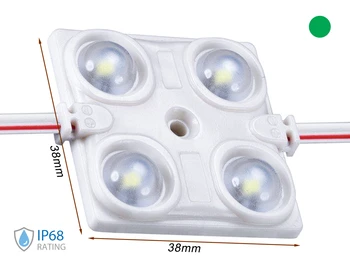 

Brick module LED 4 SMD 2835 green color 12V 1,5W IP68 with lens magnification 160 degree SKU-5133