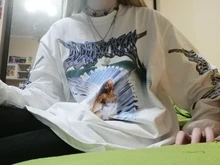 Camiseta de Hip-Hop para hombre, ropa de calle Retro con estampado de Ángel, Harajuku, Camiseta holgada de Hip-Hop, camisetas de algodón de gran tamaño, camisetas de manga larga, 2020