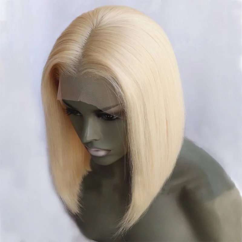 150% плотность Синтетические волосы на кружеве натуральные волосы парики 613 Блондинки Короткие ЛПП прямой парики шнурка бразильский Реми