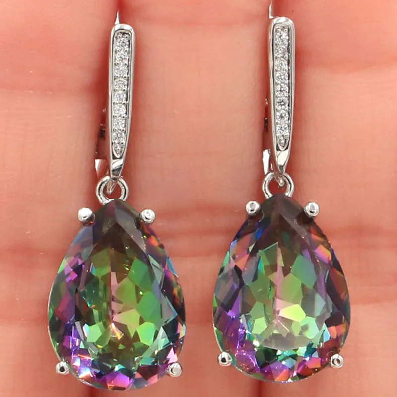 Женские серебряные серьги 35x13 мм SheCrown в форме капли воды 18x13 мм|925 silver earrings|silver wedding earringswedding earrings |