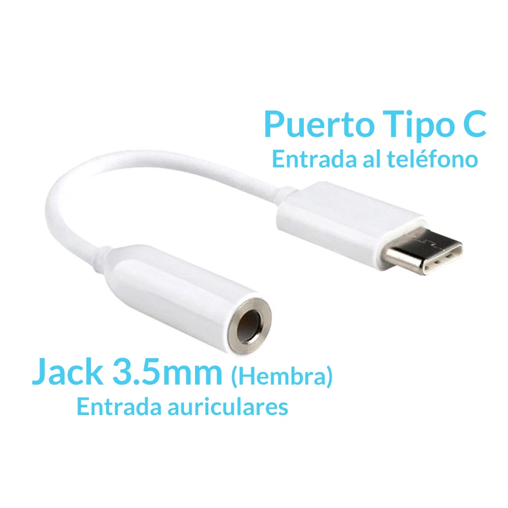 Adaptador Xiaomi Tipo C a Jack 3.5mm Blanco